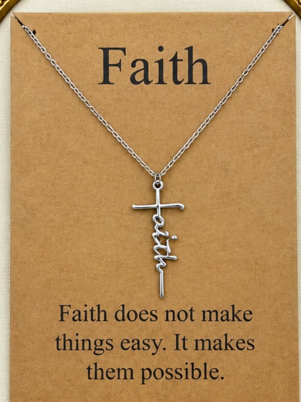NWT Silver Faith Cross Pendant Necklace Inspirational Gift